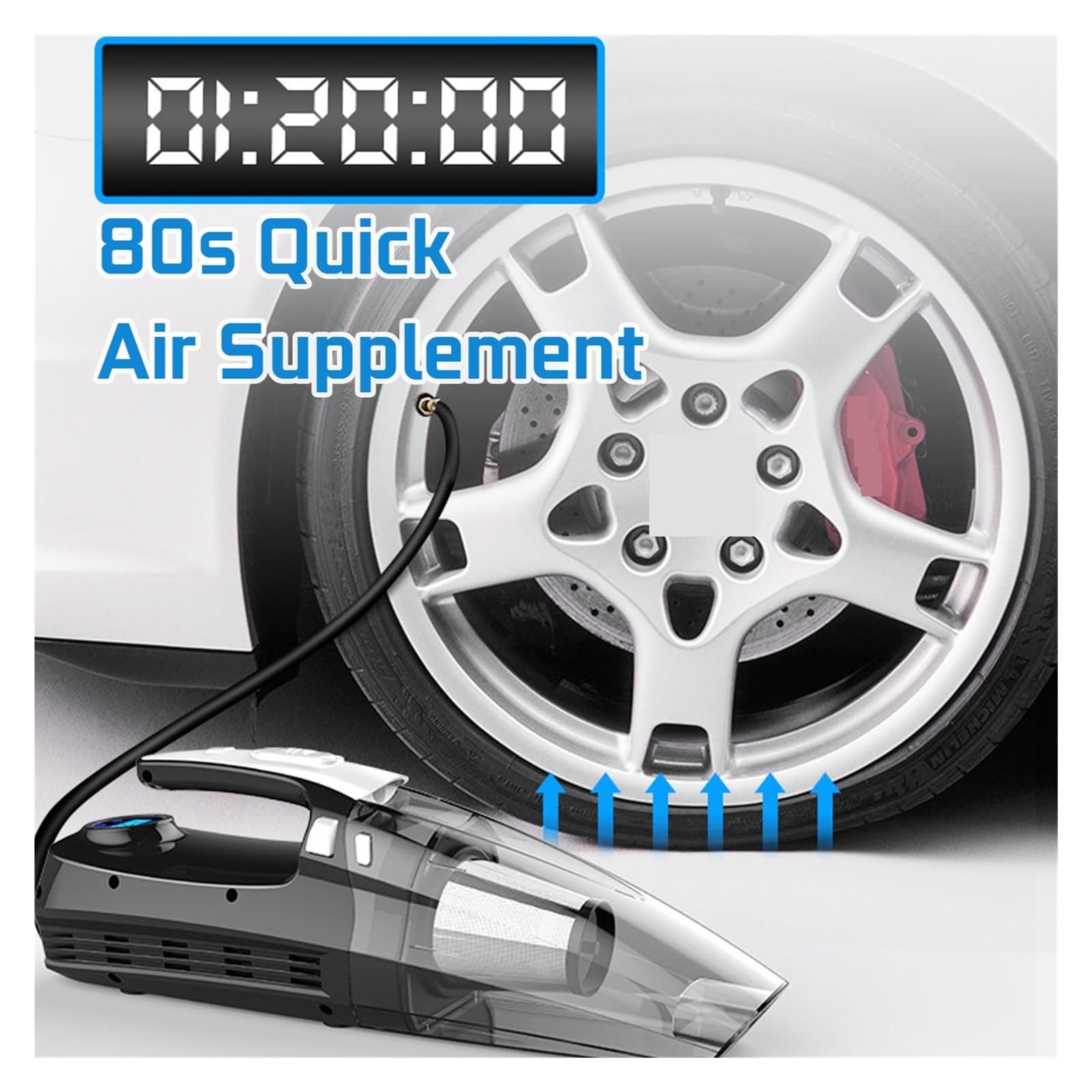 Aspiradora De Mano 4 En 1 For Coche, Bomba Aire For Auto DC 12V, Compresor Digital For Barco Inflable, Automóvil, Motocicleta SuccióN Potente(New Pointer)
