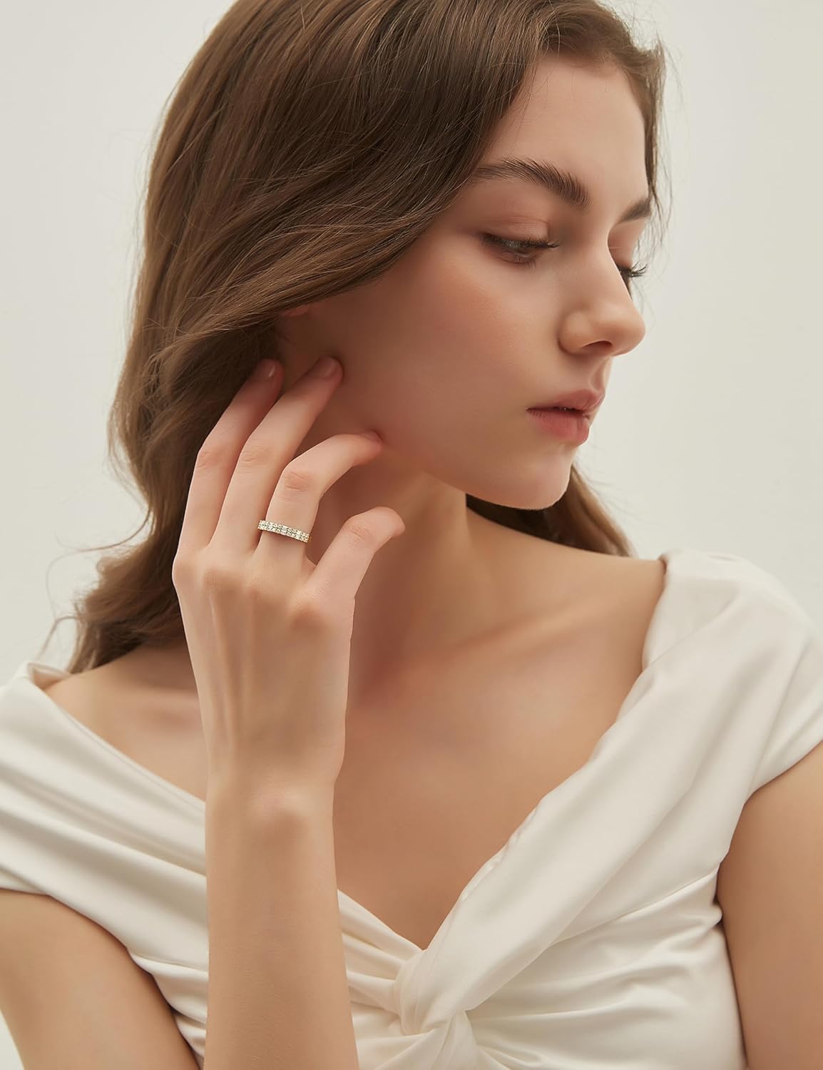 EAMTI Wedding Bands for Women Baguette Round Cubic Zirconia Stackable Promise Rings For Her Travel Ring Size 4-10 - Image 5