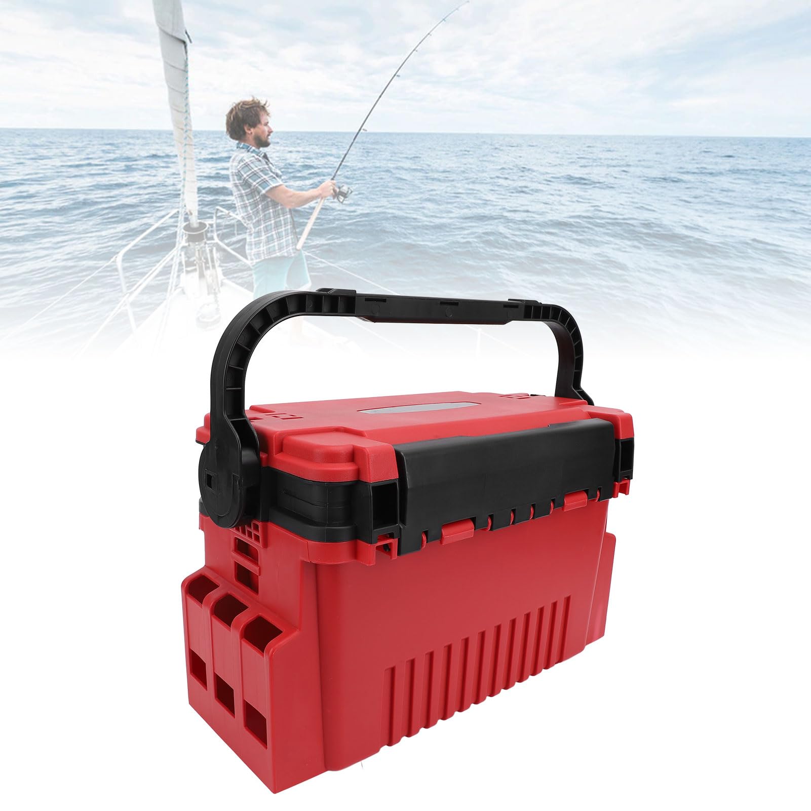 Caja de Aparejos de Pesca, Almacenamiento de PE con 17 Divisores, Organizador de Cebo Multicapa, Ideal para Entusiastas de la Pesca en Agua Salada y en Barco