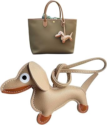 Leather Dachshund Bag Pendant Cute Dog Shaped Keychain Handmade Stuffed Puppy Bag Charm for Women Men