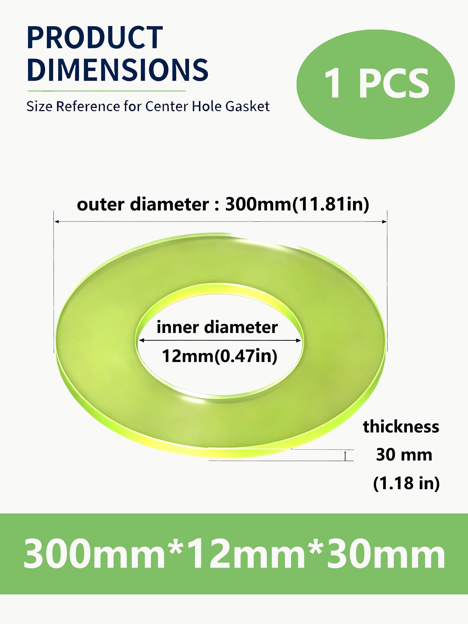 Tampone PU Rotondo Cavo 11,81" DE x 0,47" di,30 mm (1.18 in)