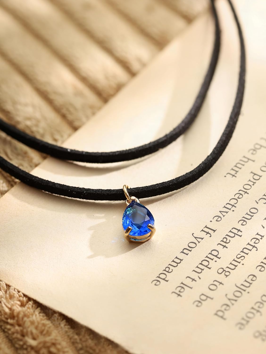 Sacina Layered Black Choker Necklace, Glass Teardrop Chocker, Black Necklace, Gothic Goth Boho Choker, Christmas Jewelry Gift For Women - Image 6