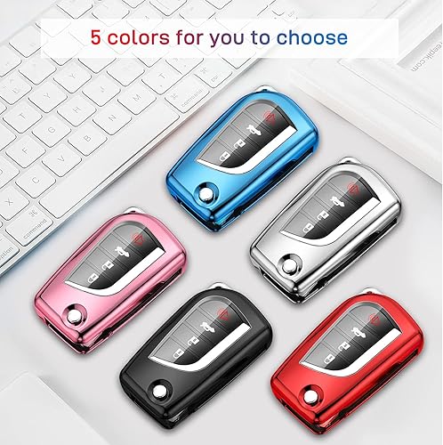 Miniatura 6 de QBUC Funda para llavero Toyota con llavero, funda de TPU suave para llavero de protección completa, compatible con Toyota Fortuner tundra Camry RAV4
