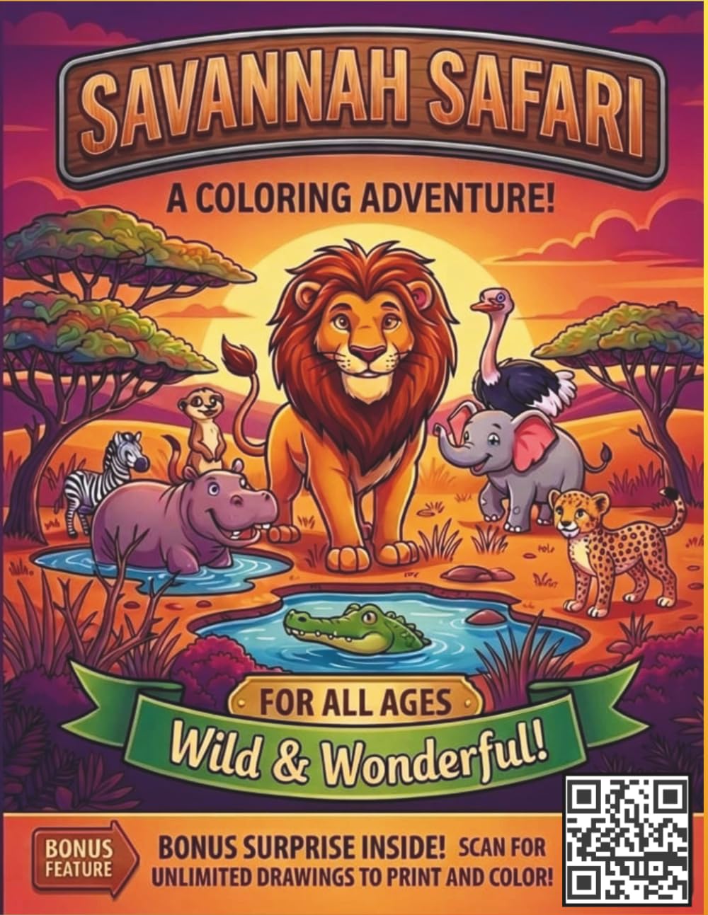 My African Savannah Coloring Book: 39 Amazing Animals to Color and Discover. Includes a Special QR Code for Unlimited Printables!