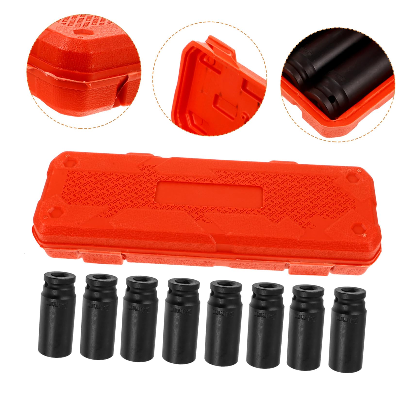 Set Bussole a Impatto 1/2 Pollici 10 Pezzi Metriche Profonde | Acciaio al Carbonio Elevato, Custodia Inclusa, Misure 8-21mm, per Lavori Meccanici e Riparazioni Auto