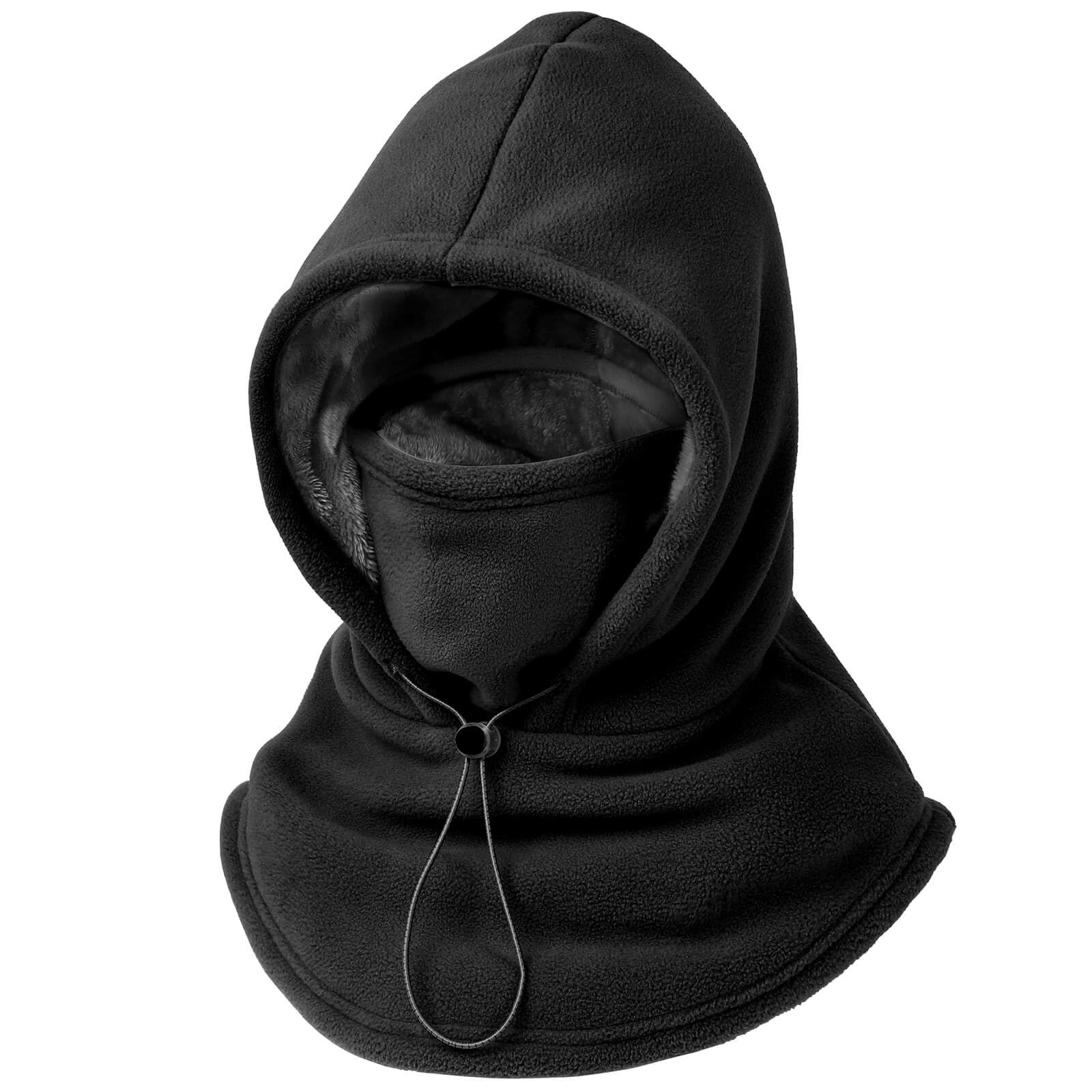 Thickened Balaclava Face Mask Winter Polar Fleece Ski Mask for Men Women Face Cover Hat Scarf Hoodie Black