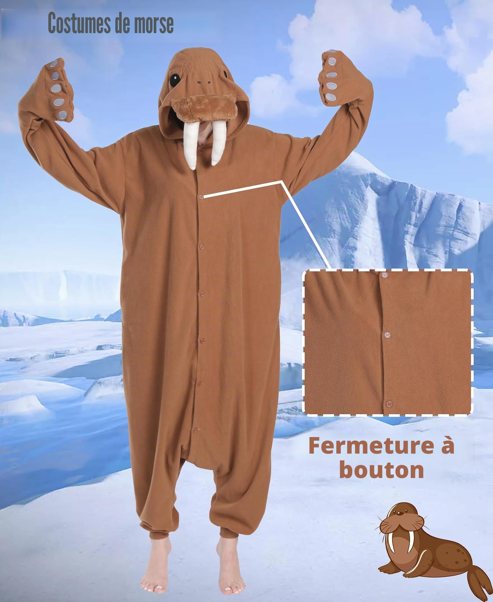 Pyjama Morse Unisexe Rigolo Pyjama Morse Caricatural Morse Costume Cosplay Carnaval de Noël Adulte