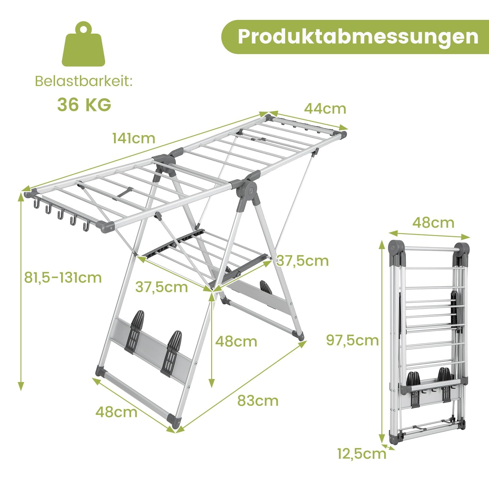 Hangdroger - ruimtebesparend metalen droogrek om aan de deur te hangen