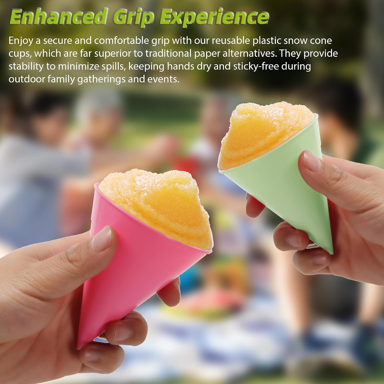 (6-pack) Calvana Reusable Plastic Snow Cone Cups Kit, Includes Leakproof Cups & Spoon Straws with Metal Holders, Compatible with Nostalgia & Cuisinart Snow Cone Machine, 6oz