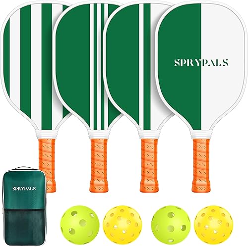Miniatura 8 de Juego de 4 palas de pickleball, juego de 4 aprobado por USAPA con 4 pelotas de pickleball y 1 bolsa de transporte. Palas de pickleball de madera
