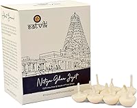 Vista 1 de Satvik Pure Ghee Mechas – 100 piezas en 1 caja de mechas de algodón Hasta 30 mints de tiempo de combustión Ideal para Pooja hindú – Sin cera