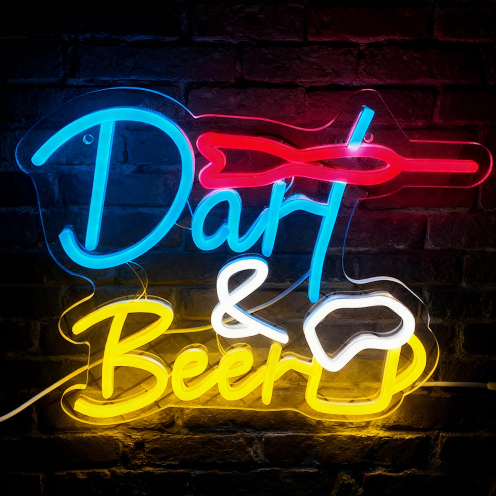 Dart Beer Neon Sign, Dart Bar LED Neon Sign, Dimmable Beer Decor, LED Gaming Neon Signs for Beer Bar Resturant Living Room Bedroom Man Cave Home Decor Party Store Gifts