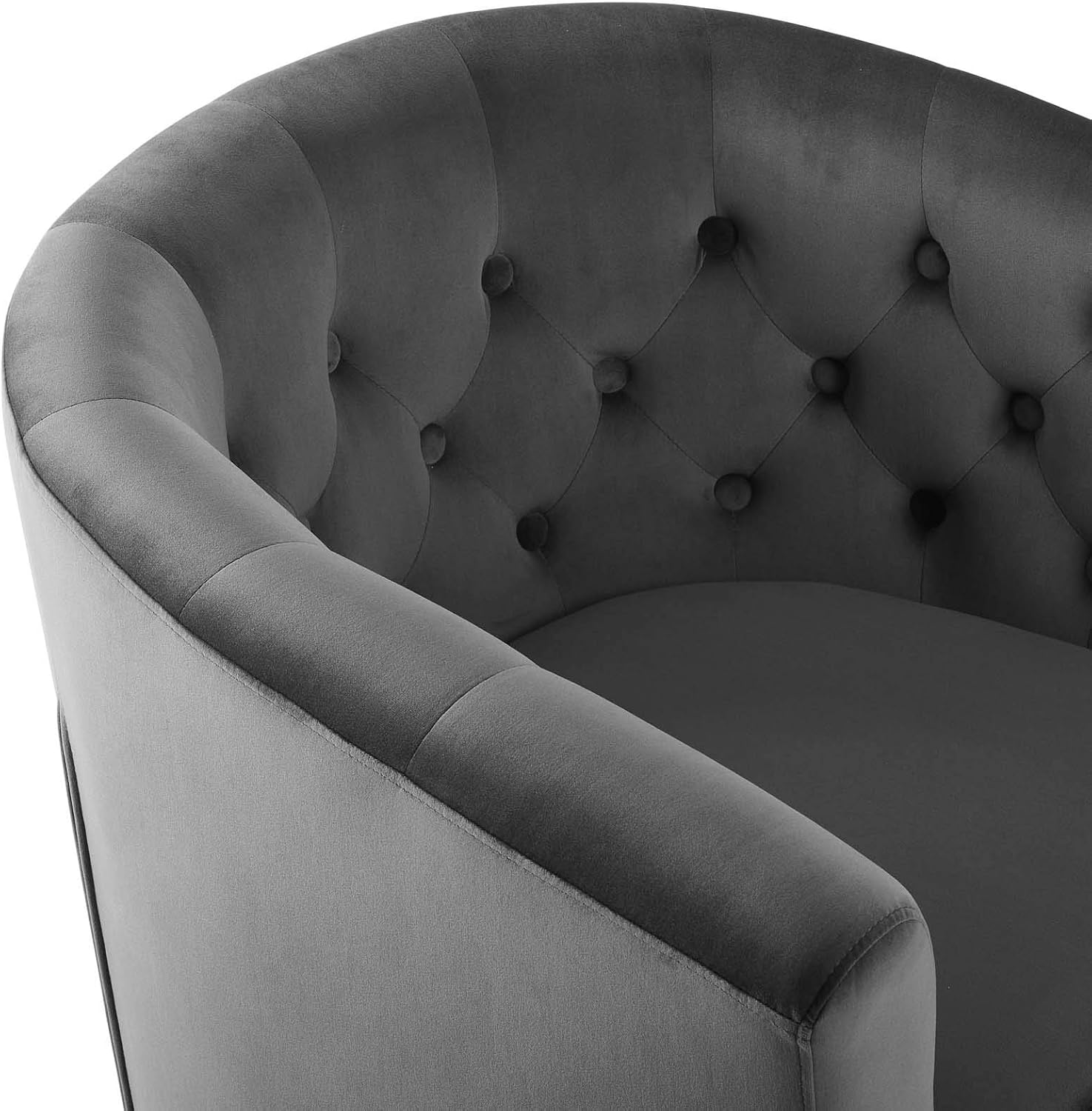 Modway Prospect Tufted Performance Velvet Swivel Armchair, Charcoal 28D x 30W x 30H in