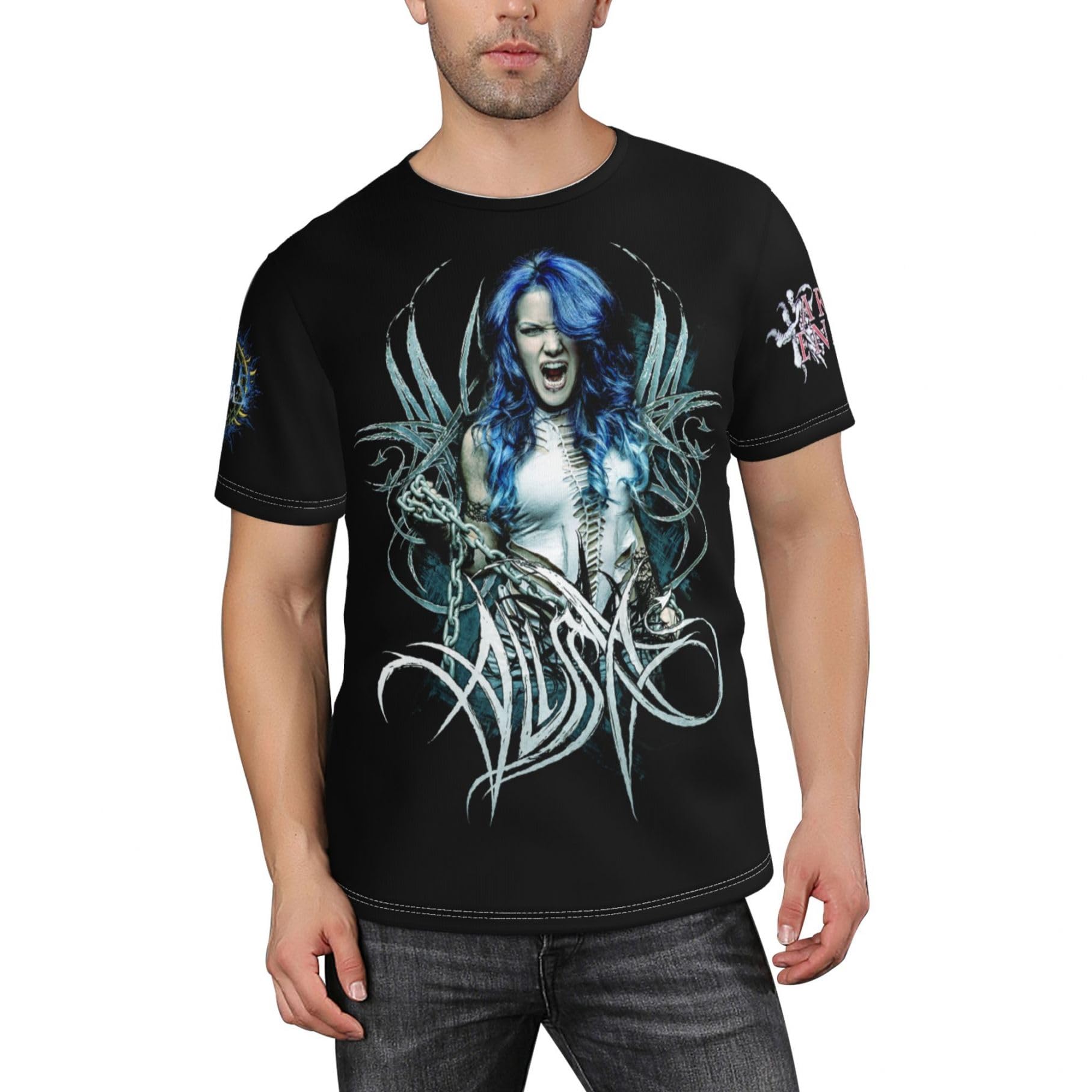 TZVEHAFYA Men's Enemy Death Metal Band T-Shirt Stylishprinted Short Sleeve Shirt Casual and Versatile Suitable for Multiple Scenarios Multicoloured 3XL