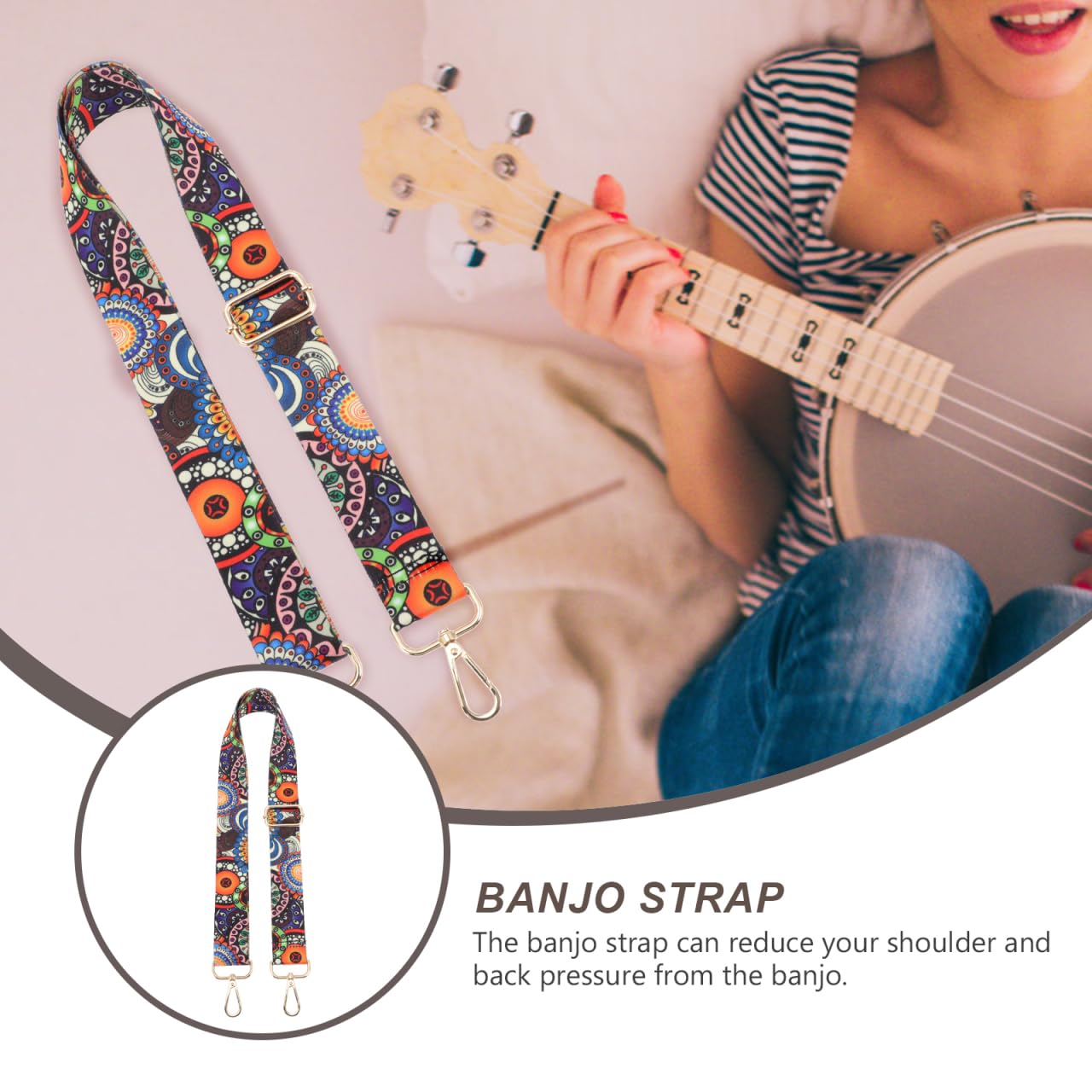 Vaguelly Banjo Strap Vintage Flower Pattern Banjo Belt Adjustable Jacquard Weave Guitar Strap Banjo Shoulder Strap Neck Sling Strap for Banjo Electric Acoustic Guitars Bass