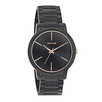 Sonata Beyond Gold Analog Black Dial Mens Watch-NN77031KM04