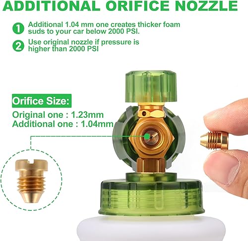 Miniatura 8 de DUSICHIN Pistola de lavado a presión con cañón de espuma, kit de lavado de autos de 4000 PSI, rociador de lanza de espuma de nieve con conector