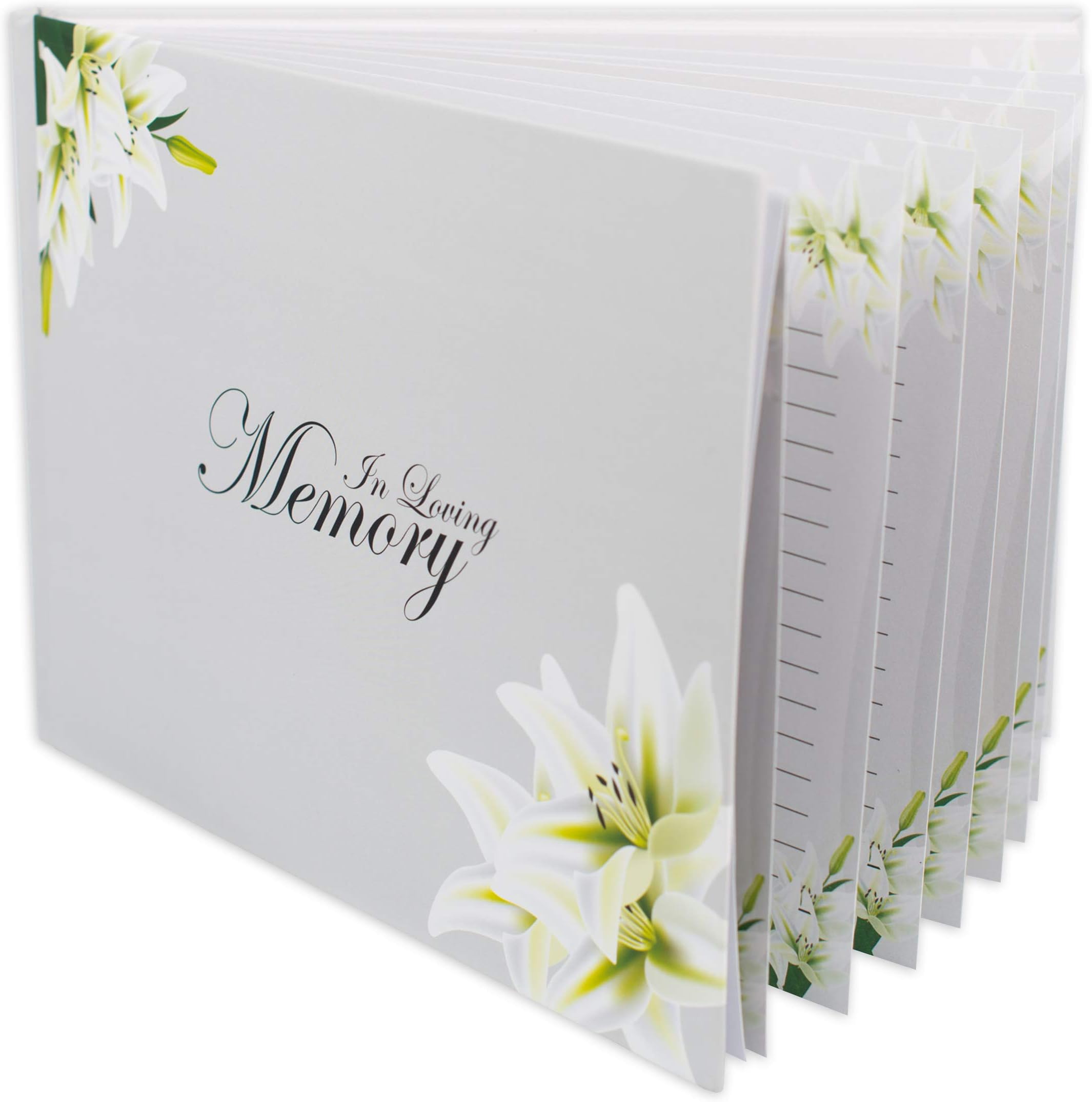 Customoffi Funeral Guest Book Hardcover Memorial Guest Book White