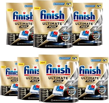 Finish Ultimate Plus 140 Capsule Dishwasher Detergent Tablet (7x 20 Capsules)