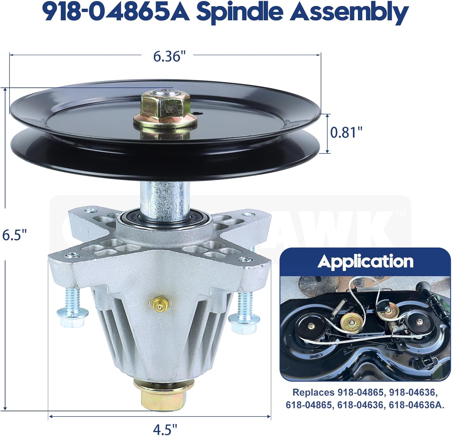 2 Pack Pre-Greased 918-04865A Deck Spindle Kit Replace Cub Cadet 918-04865A, 918-04865, 918-04636, 918-04636A for Cub Cadet LTX1045, LTX 1045, LTX1046, LTX 1046, Craftsman LT2000 Lawn Tractor