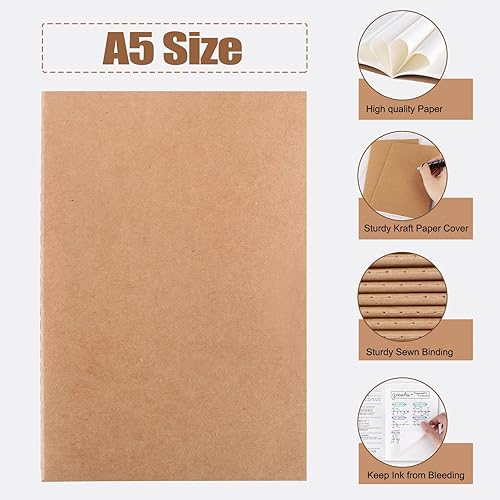 Miniatura 3 de EOOUT 80 cuadernos de papel kraft para niños, diarios en blanco a granel, libros de bocetos, cuaderno de composición de 60 páginas, 80 gsm, 8.3 x
