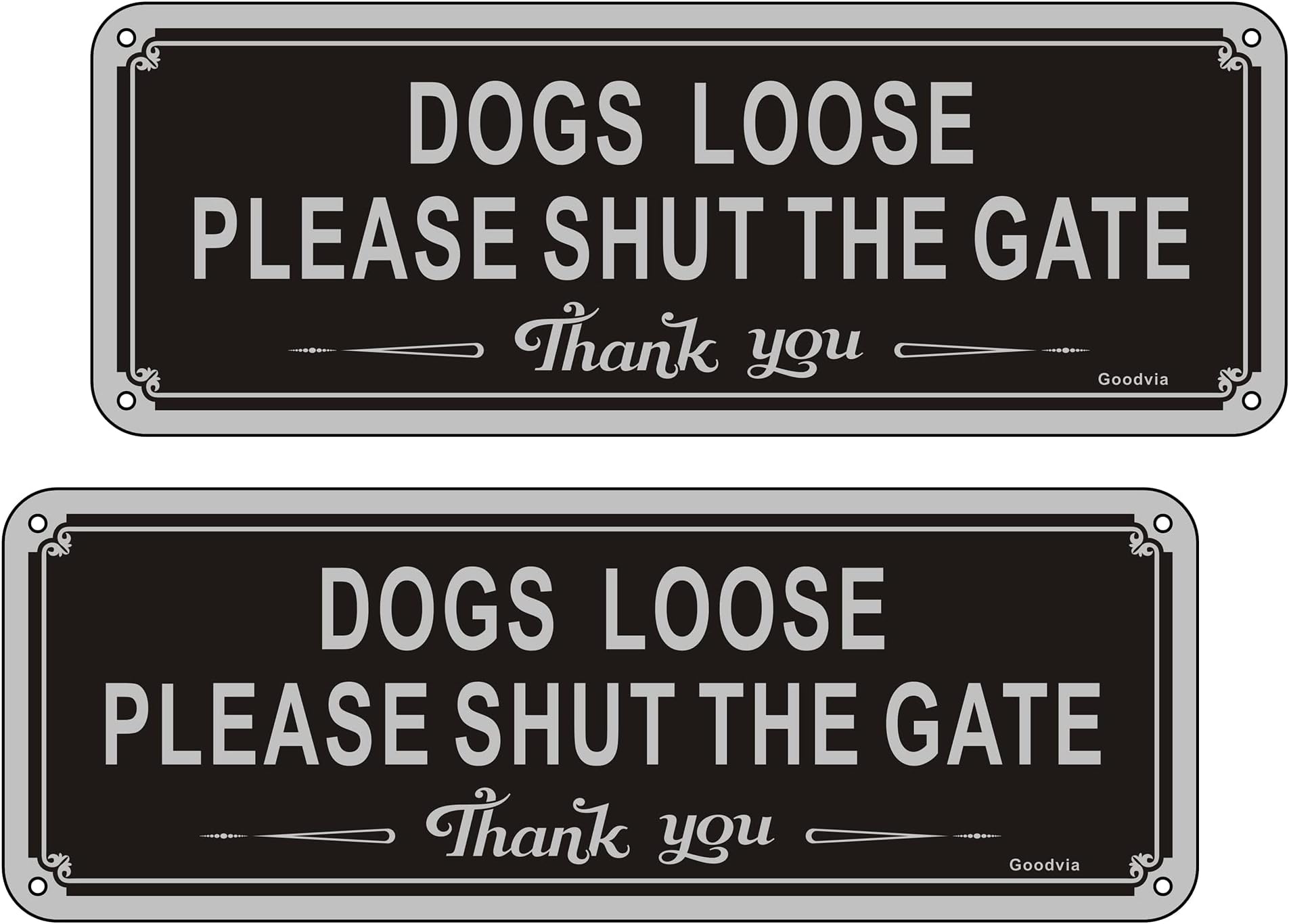 Please Shut The Gate Signs Aluminum 3.5'' x 9.8'' Dog Sign Outdoor Signs Reflective Dog Warning Signs Rust Free, Waterproof, UV Resistant and Durable Pack of 2