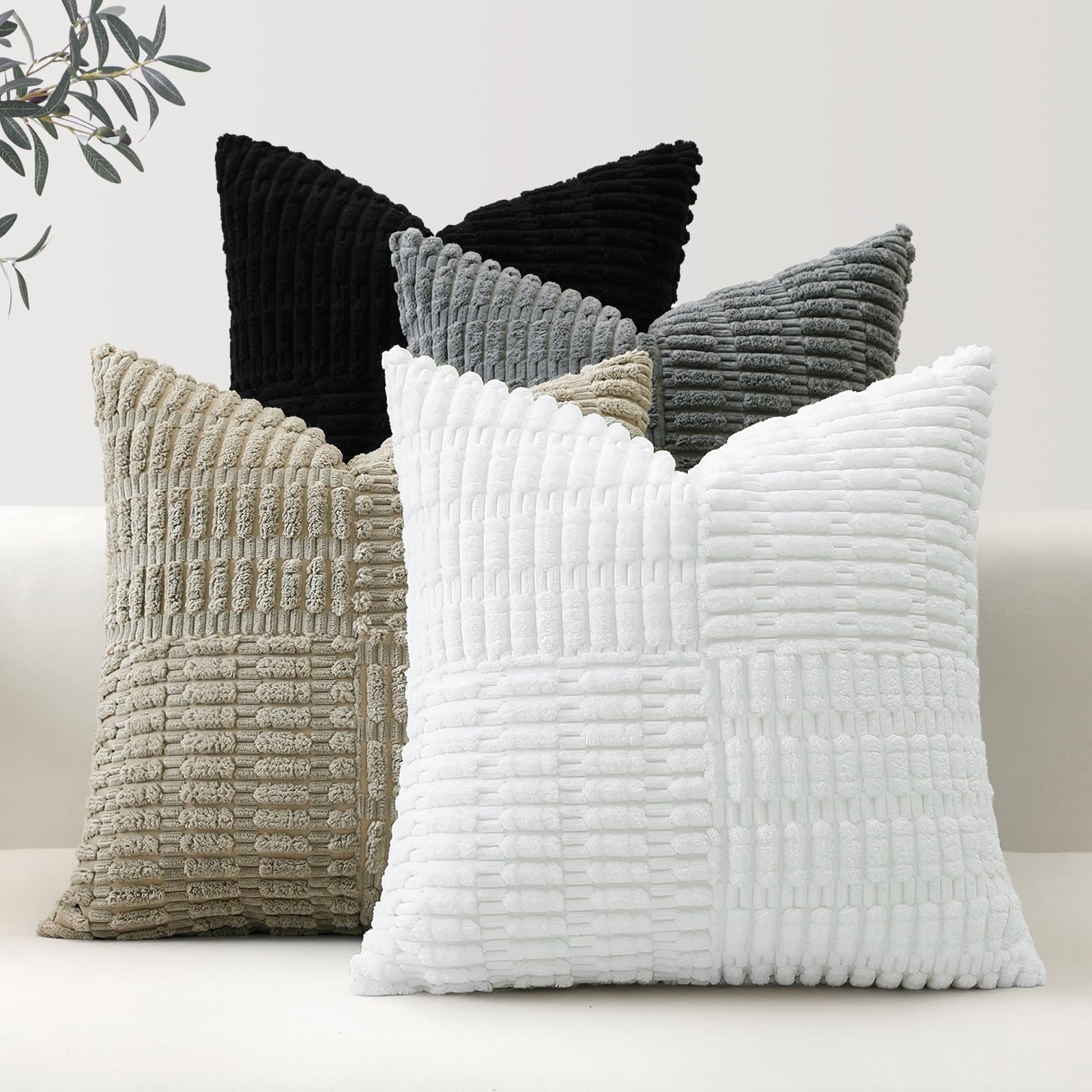 Taies d'oreiller de style rustique en velours doux OTOSTAR lot de 4