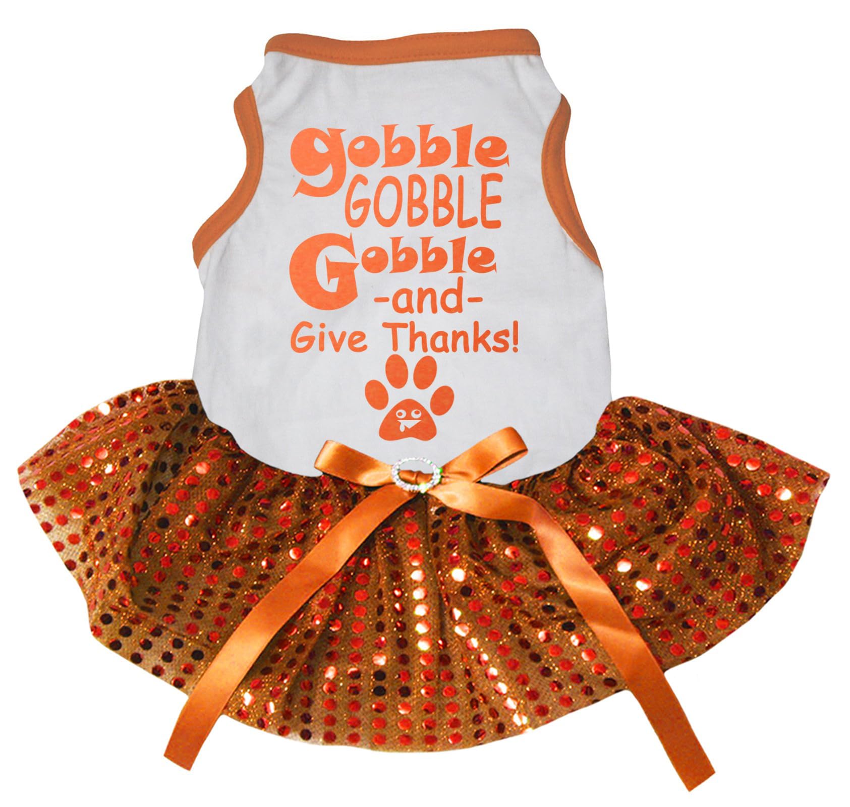 Robe pour chiot blanche et orange pour les fêtes d'automne taille M
