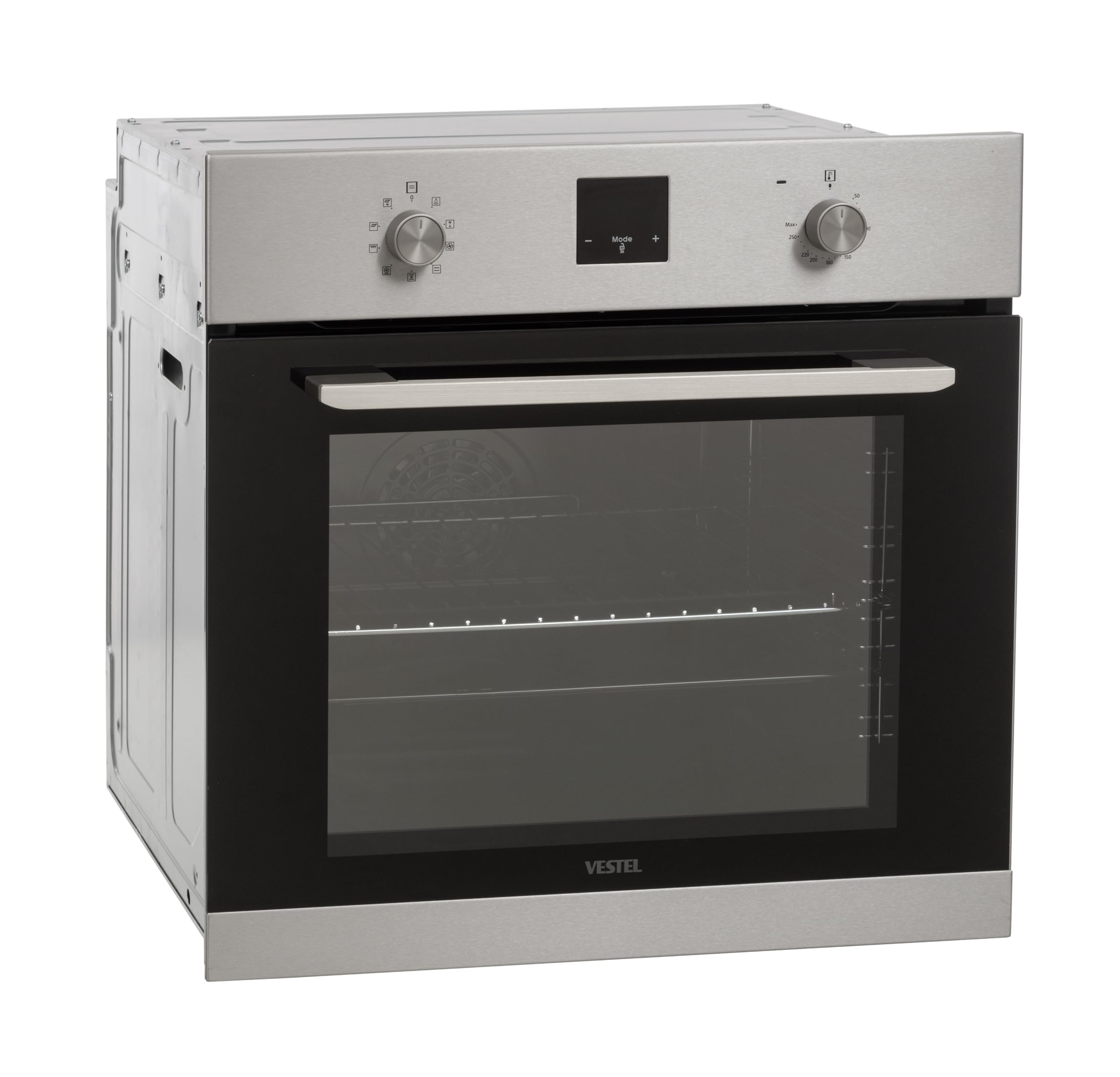 Vestel VEB9 - Einbaubackofen - mit Timer - autark - 9 Funktionen - 69 Liter - 2-fach Türverglasung - Edelstahlblende