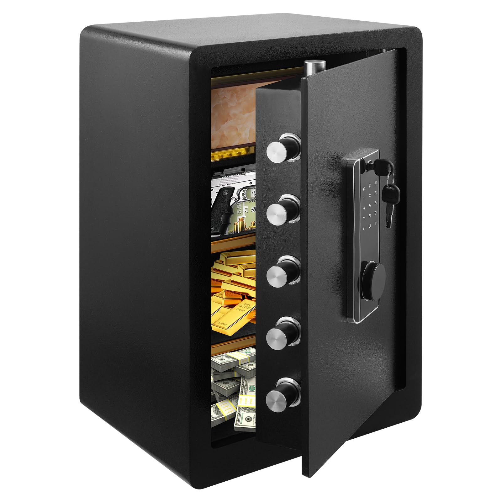 4.2cub Fireproof Safe Box for Home,Digital Steel Security with Electronic Keypad Combination Lock and Removable Shelf,Safe Box with Dual Alarm System,Home Safes for Money Firearm Jewelry Valuables