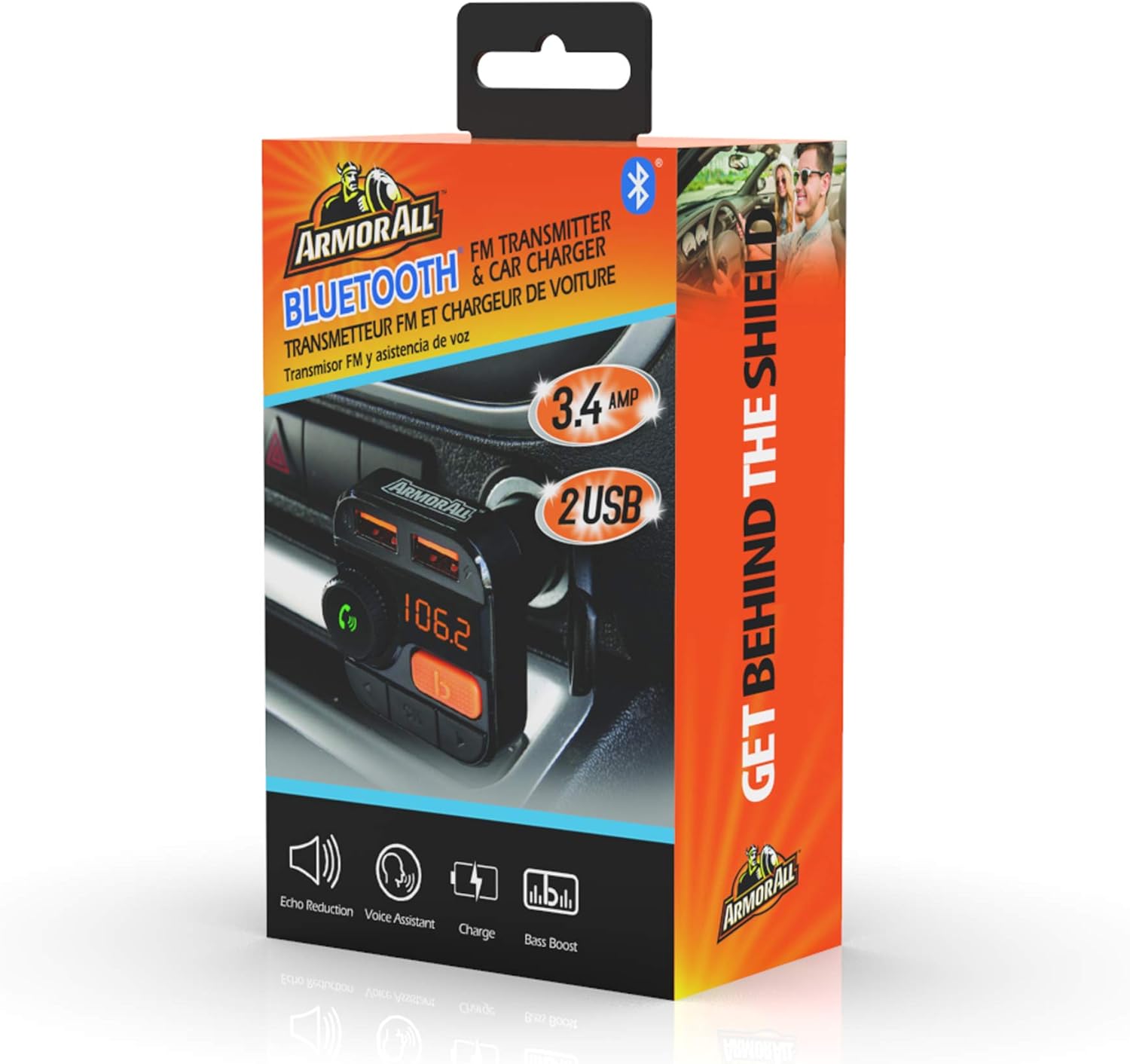 FM Transmitter plugged into a car's 12V outlet