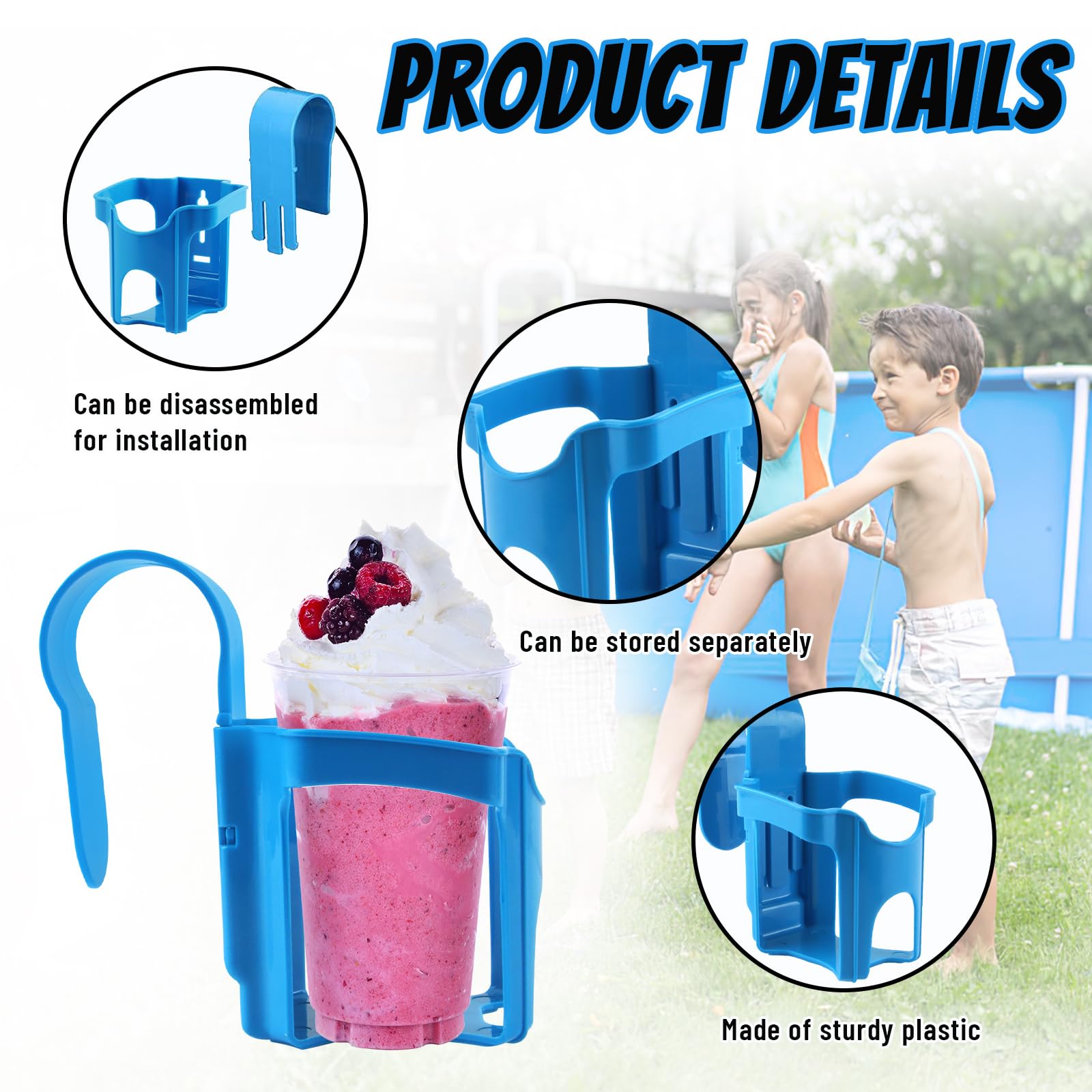 Portavasos de Piscina 4 Piezas, Accesorios Piscina Portavasos Colgante, Portavasos de Piscina, Portavasos Multifunciona Accesorios de Piscina, para Fiestas de Verano en la Piscina Playa