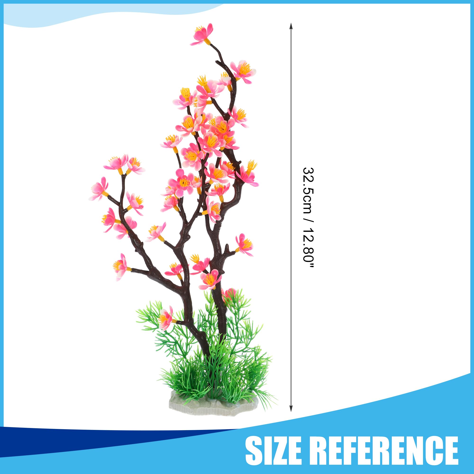 CAPASTEC Aquarium Plastic Plants, Mini Aquarium Decorations PE Ceramics Plants for Aquarium 12.8Inch (Pink) - Image 3