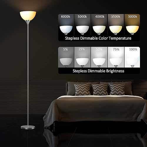 Miniatura 10 de PESRAE Las lámparas de pie RGB inteligentes funcionan con Alexa, aplicación WiFi Google Assistant, lámpara de pie moderna que cambia de color,