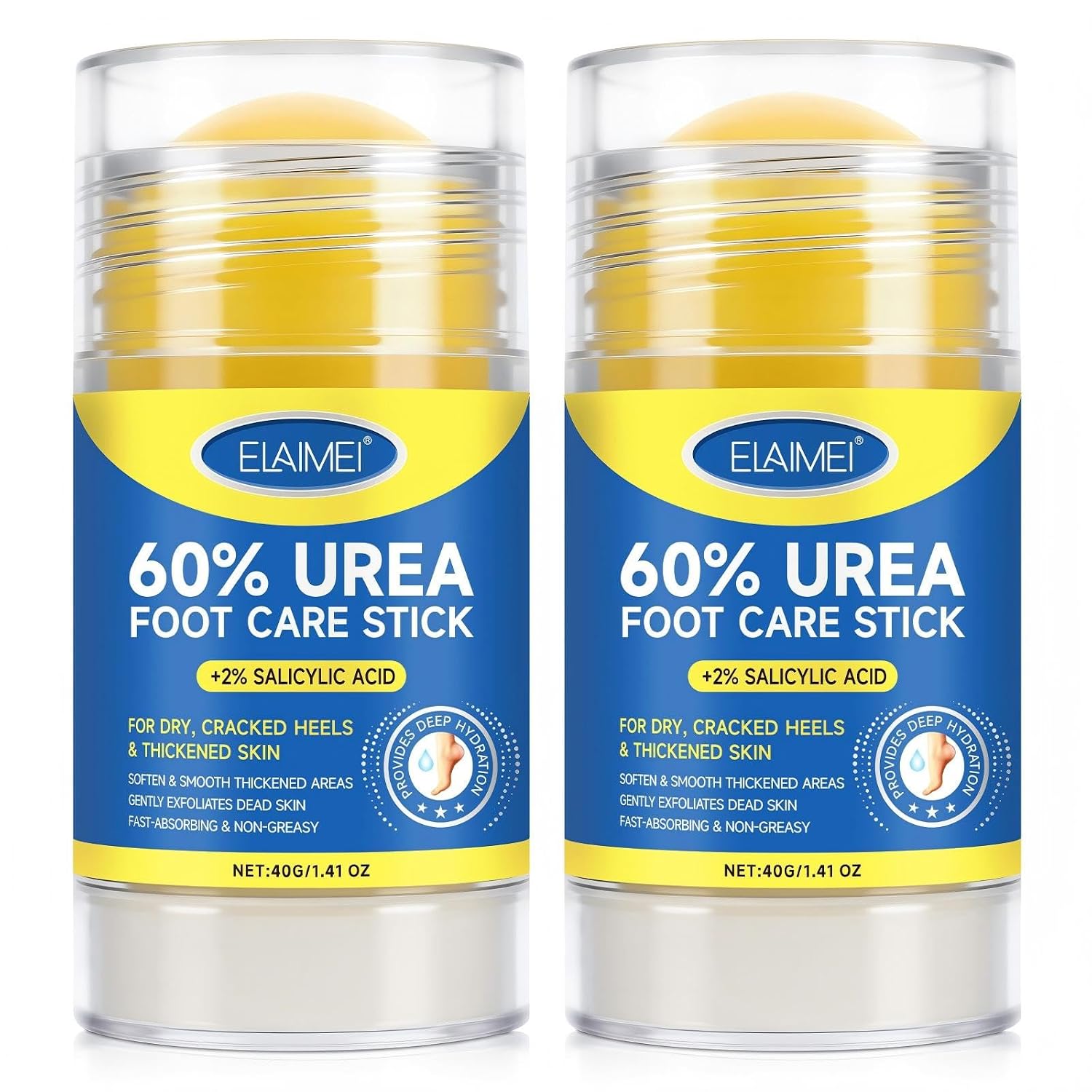 2 PCS Urea Cream Stick 60% plus 2% Salicylic Acid， Deeply Moisturising and Fast Absorbing Gentle Exfoliation For Dry sink Exfoliating Dead Skin, Callus Remover ， Skin Softener