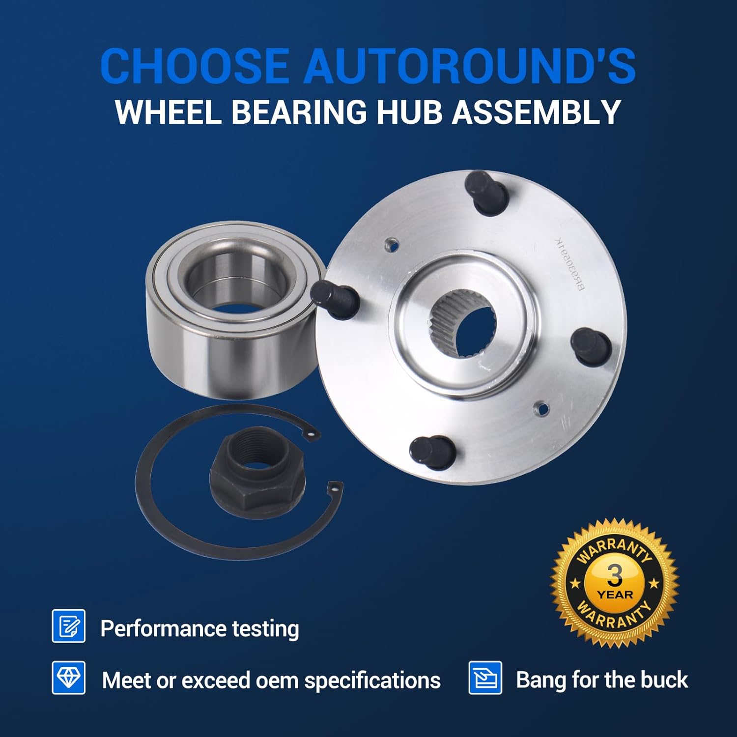 Autoround Front Wheel Hub and Bearing Assembly BR930591K Replacement for Honda Accord 2.3L 1998 1999 2000 2001 2002 - Image 5