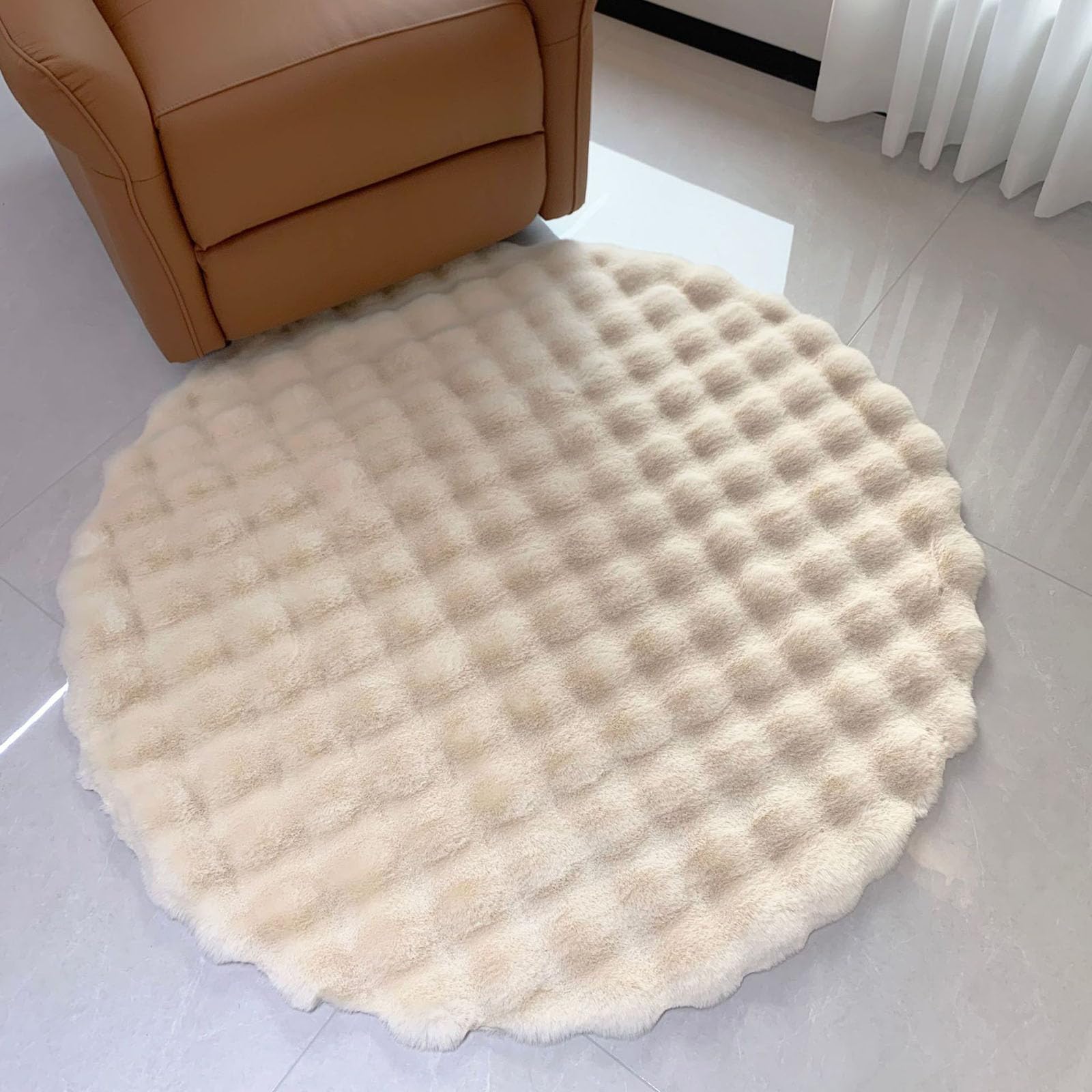Girls Beige Deep-Pile Living Room Rugs, Fuzzy Modern Bedroom Rugs, Non-Slip Fluffy Rugs, Area Rugs Hallway Rugs Bedside Rugs,,160Cm