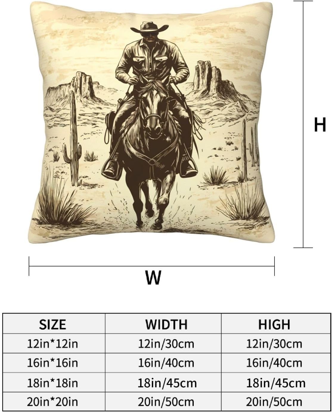 Worltoldb Throw Pillow Covers Set of 4 Decorative Soft Linen Fabric Square Cushion Case for Room Bedroom Sofa Car 18x18 (Western Cowboy, 18"x18")