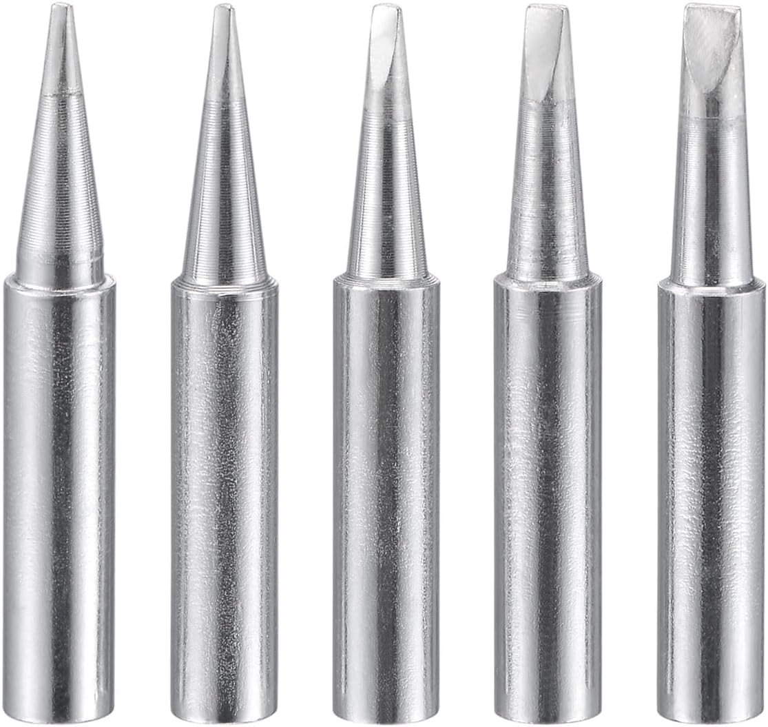 uxcell Lead-free Soldering Iron Tip Flat Edge 0.8D+1.2D+1.6D+2.4D+3.2D 4mmx41mm Replacements for Soldering Station 5Pcs