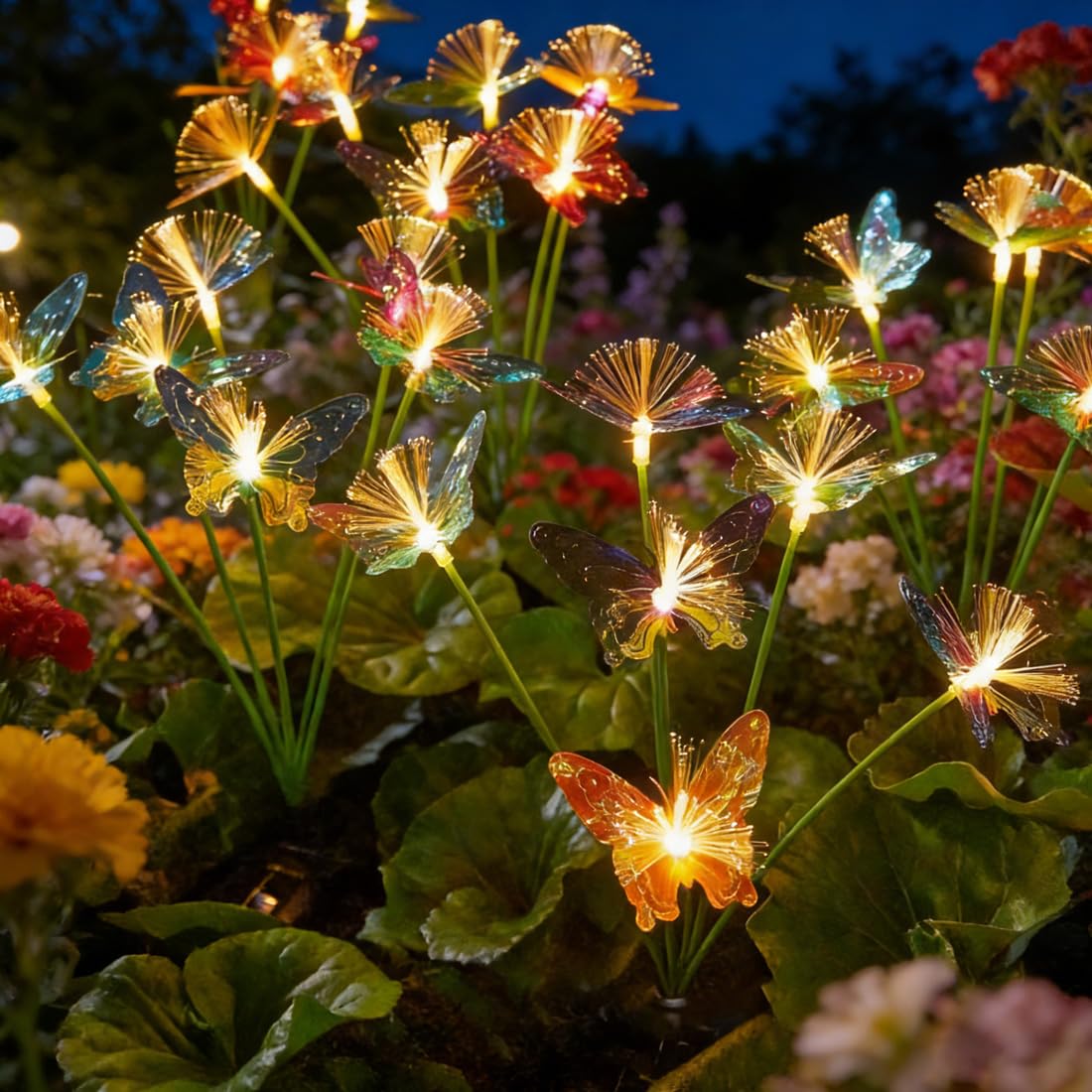WRQIOO 4 Pack 24 LED Butterfly Solar Lights Outdoor Garden, Swaying Butterfly Solar Lights, Butterfly Waterproof Decorative Garden Lights, Outdoor Solar Ground Inserted for Yard Patio Pathway Decor