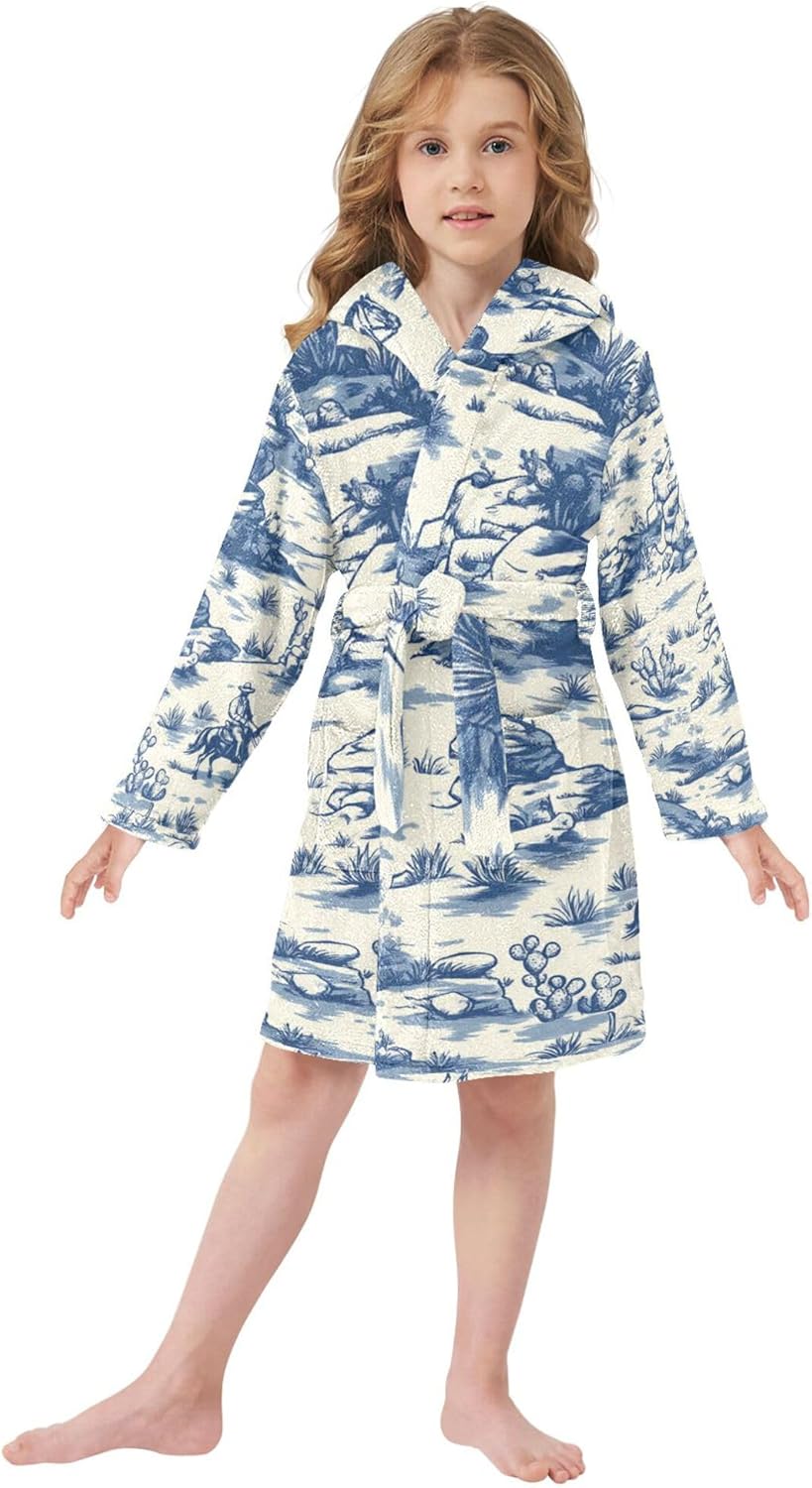 Bathrobe Hooded PJ Robe Soft Fleece Robe Pajama Sleepwears 2-12 Years