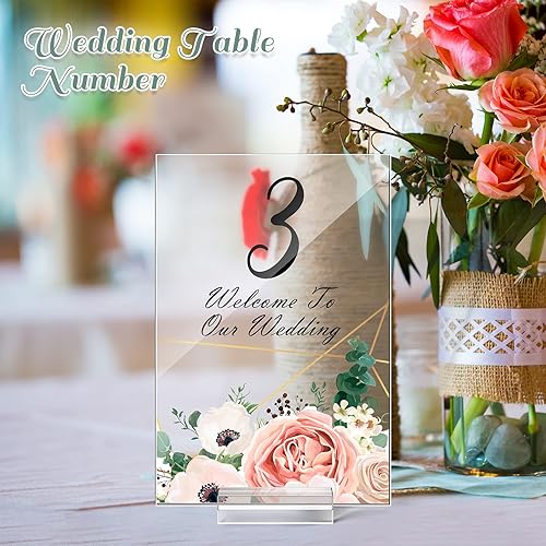 Miniatura 4 de 12 tarjetas de acrílico transparente con 12 soportes acrílicos, números de mesa de boda con soporte acrílico, tarjetas de nombre de mesa, platos