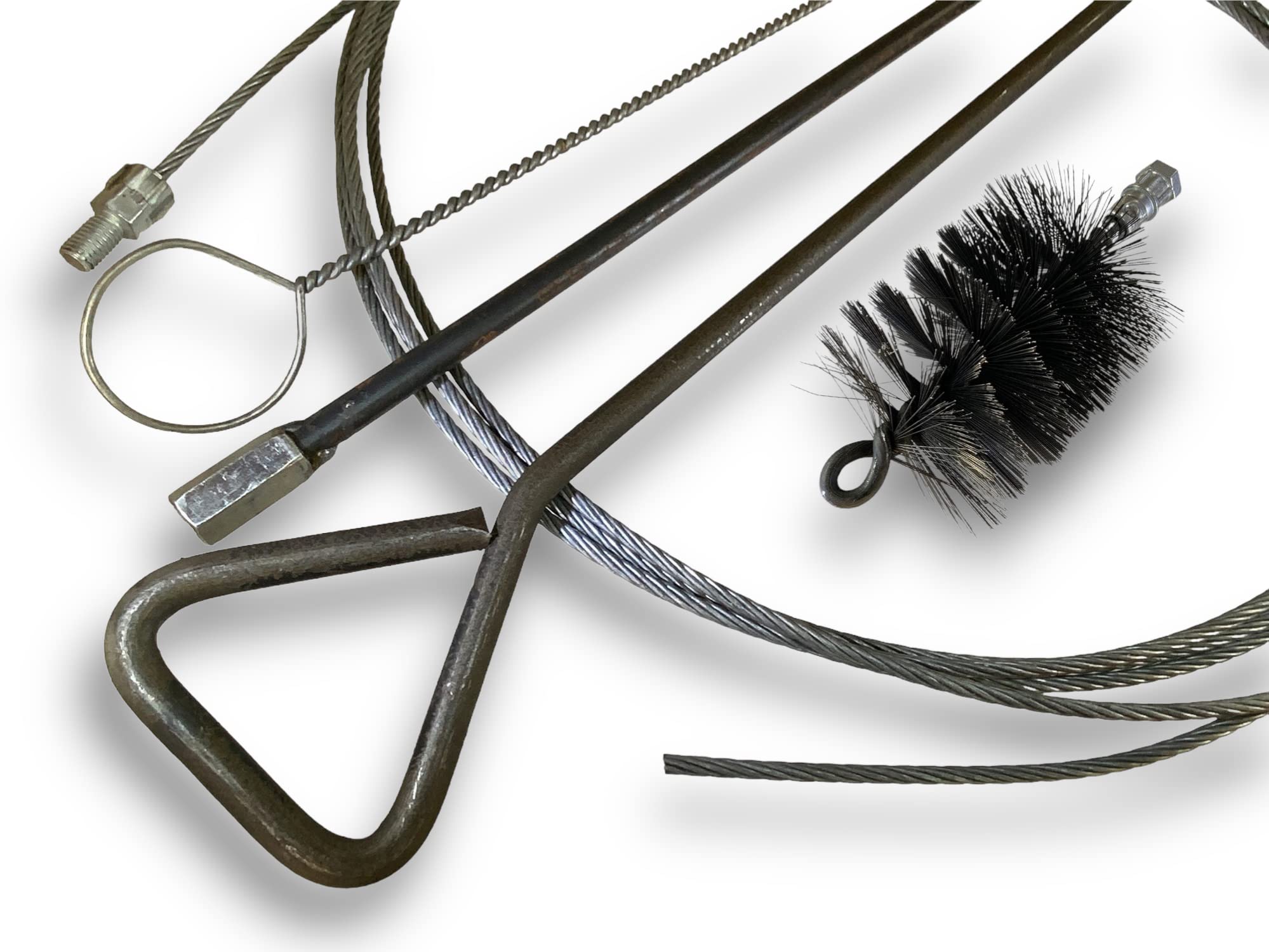 Zestaw szczotek do rur PRO Steel Ø 75 mm | 1 drążek sztywny 100 cm + przedłużacz 100 cm + 1 elastyczny pręt 80 cm + 1 fretka kablowa 7 metrów | Złączka M12*175 | Szczotka do czyszczenia rur | Kibros 41SCA75TF