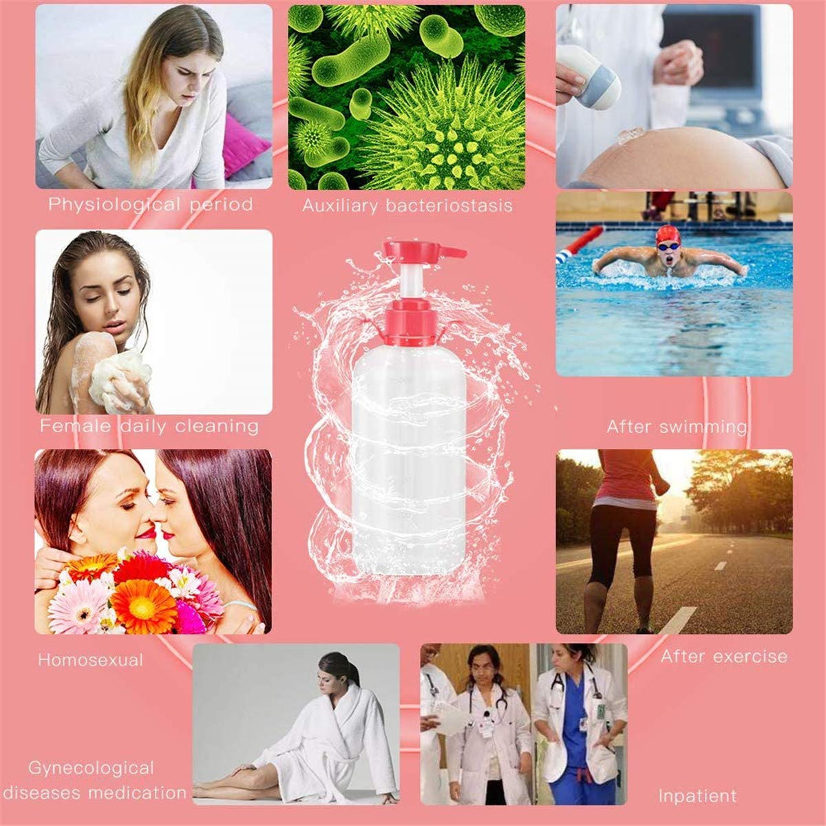 BIGMALL Poire À Lavement De 600 ML Haute De Gamme en Silicone pour Douche Vaginale Anale Nettoyante avec 3 Accessoires pour Douche Anale Et Vaginale & Douche Vaginale Laxative Nettoyante pour La