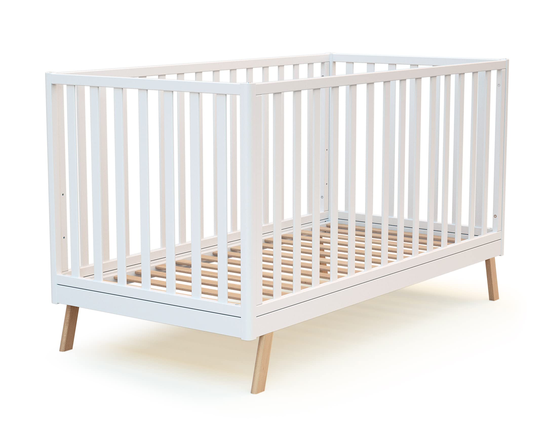 AT4 - Cuna bebé evolutiva KASA madera - Blanco - 70 x 140-146 x 74.50 x 83 cm
