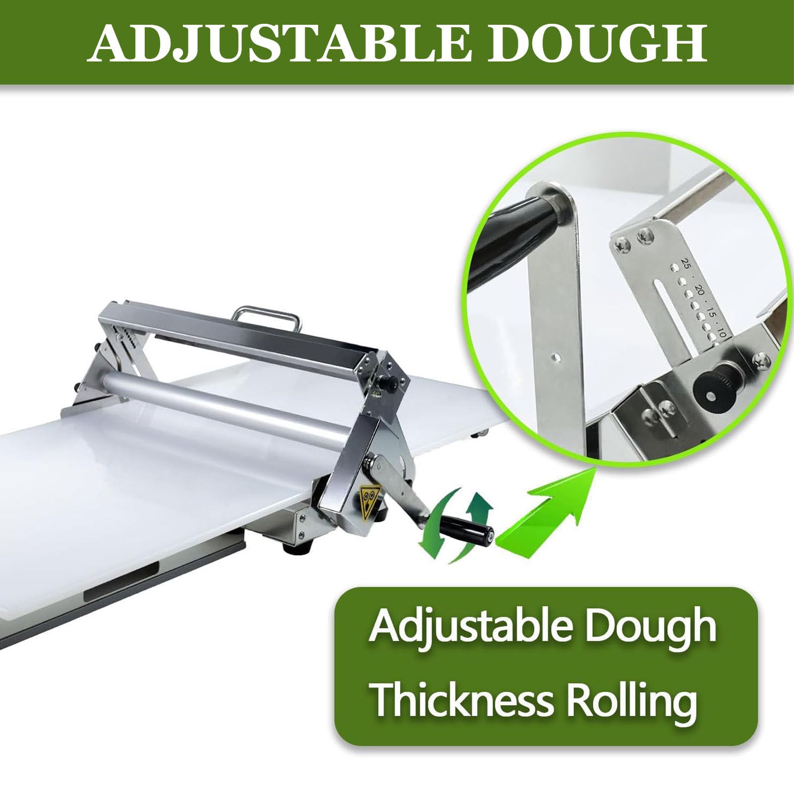 Amasadora Manual Plegable, amasadora para Croissants, amasadora de Mesa, Grosor Ajustable, para Hacer Masa de hojaldre, Masa de Pizza Model-400