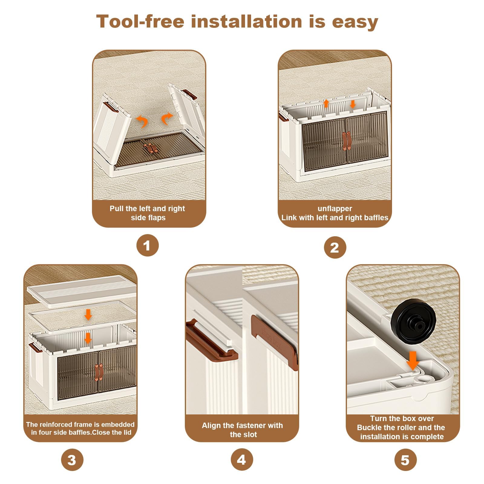 Aufbewahrungsboxen Mit Deckel, 4-Lagige Stapelbare Plastikbox Mit Rollen & 2 Öffnungsarten, Faltbare Aufbewahrungsbox Für Kleidung, Haushalt, Büro, Küche & Schlafzimmer 65x42x145.5cm