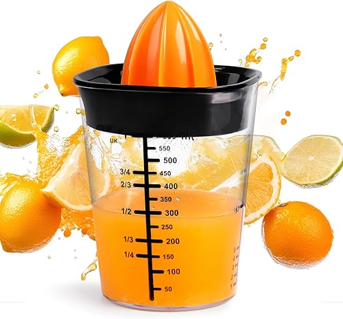 Exprimidor de mano, exprimidor de limón, exprimidor de cítricos con taza medidora de capacidad de 20 onzas, exprimidor manual, prensa de cítricos,