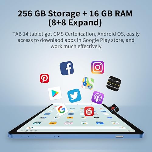 Miniatura 5 de VASOUN Tablet Android 11 de 10.4 pulgadas, tableta de 16 GB+256 GB, 4G LTE Dual SIMS, tableta para juegos octa-core de 2.0 GHz, pantalla IPS de 2K,