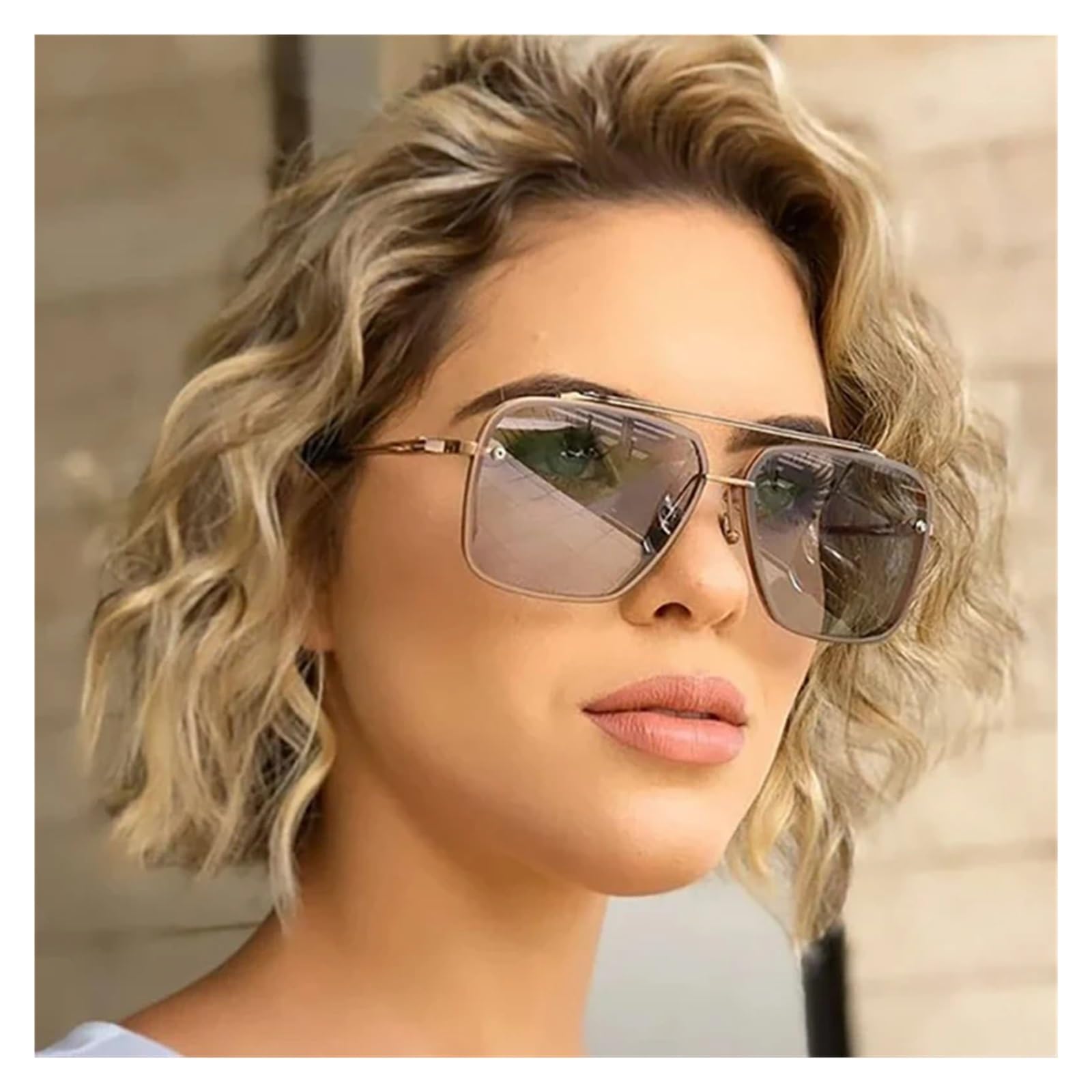 Nuovi occhiali da sole sfumati per gli uomini donne moda metallo grande telaio occhiali da sole Brand Design Luxury